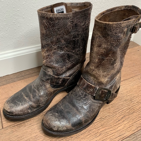 frye distressed leather boots